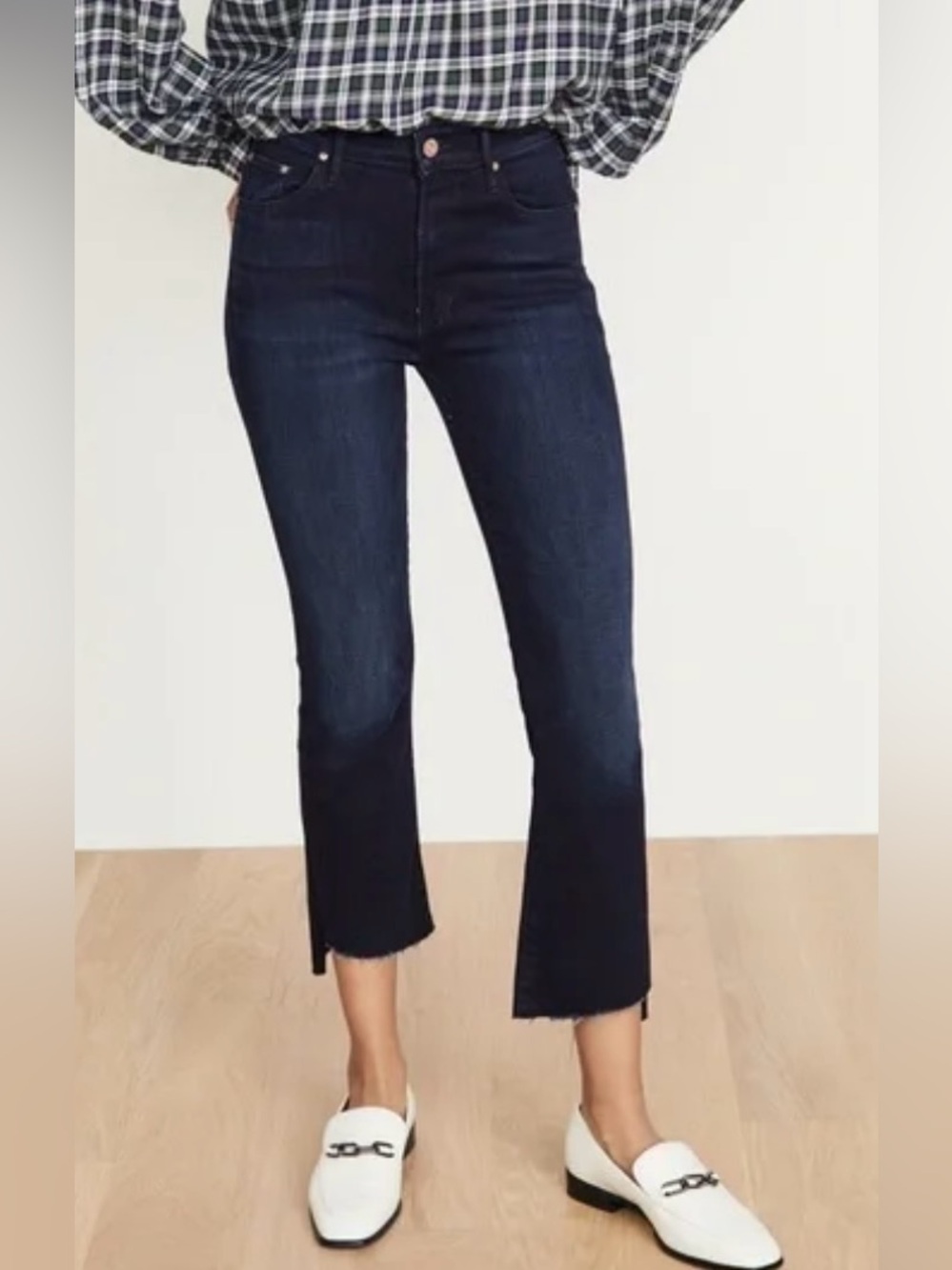 MOTHER the Insider Crop Step Fray Jeans After Party Wash Size 28 - Picture 9 of 14